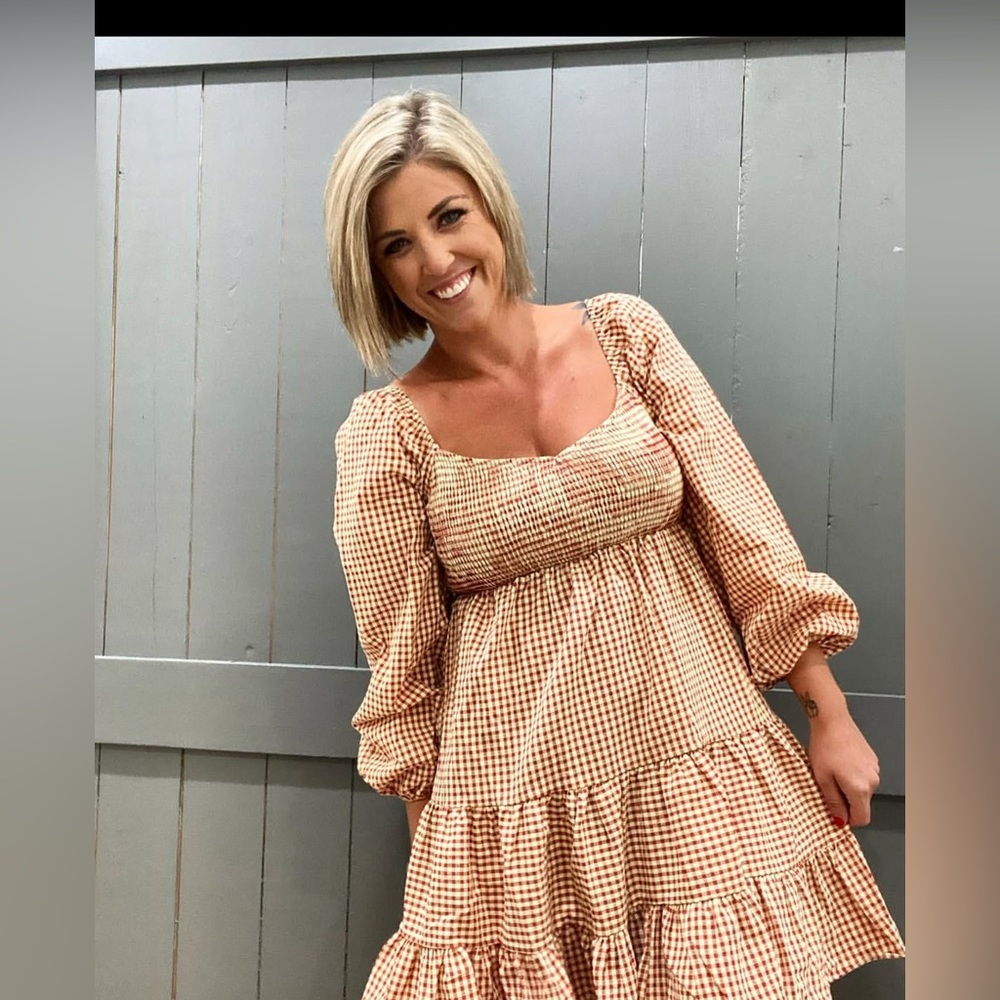 Pink Lilly Gingham Puff Sleeve Dress